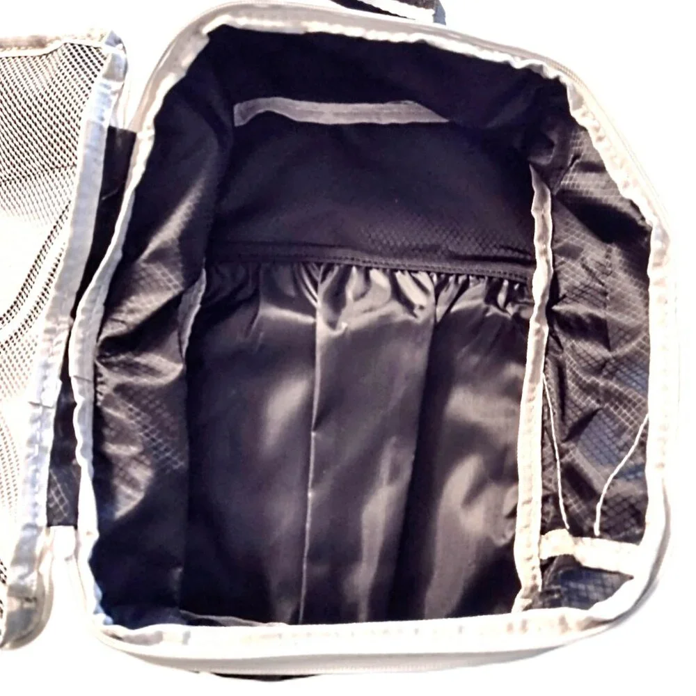 Compression Packing Cube Set of 2 ~ Travel Organizers ~ Expandable ~ Bl/Wh ~ NEW